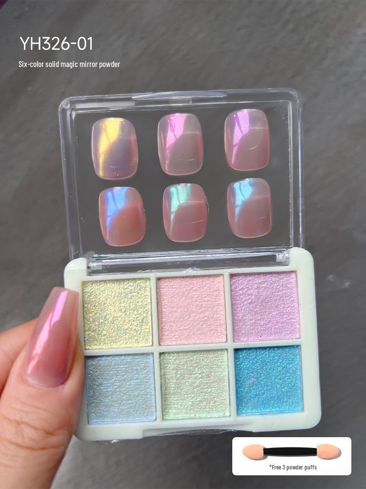 6-Color Iridescent Aurora Nail Art Magic Mirror Powder – Super Bright, Fine Glitter, No Flying Powder