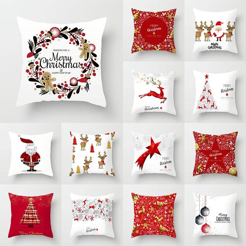 Superweicher roter und weißer Weihnachtskissenbezug für stilvolle Heimdekoration