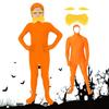 Orange Jumpsuit Costume Yellow Purple Costume Yellow Mustache and Eyebrow for Kid and Adult Halloween Party