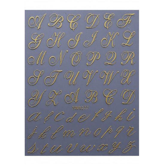 

English Letter Nail Art Stickers Self-adhesive DIY Alphabet Manicure Decoration Decals Women Nail Accessories for Home Salon золотистый