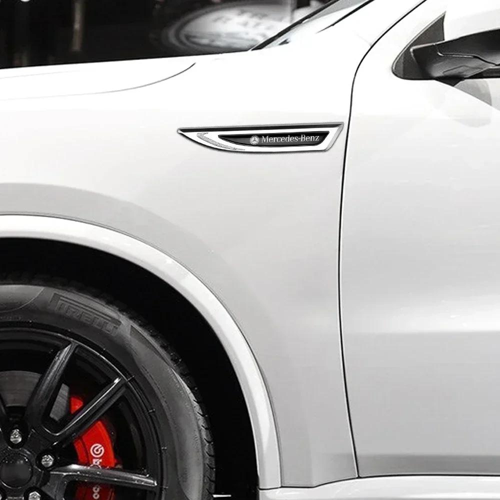 AAVW1 2 pieces Car Styling Side Fender Body Knife Emblem Stickers for Mercedes Benz Amg W205 W211 W204 W212 W213 W203 W176 Decoration