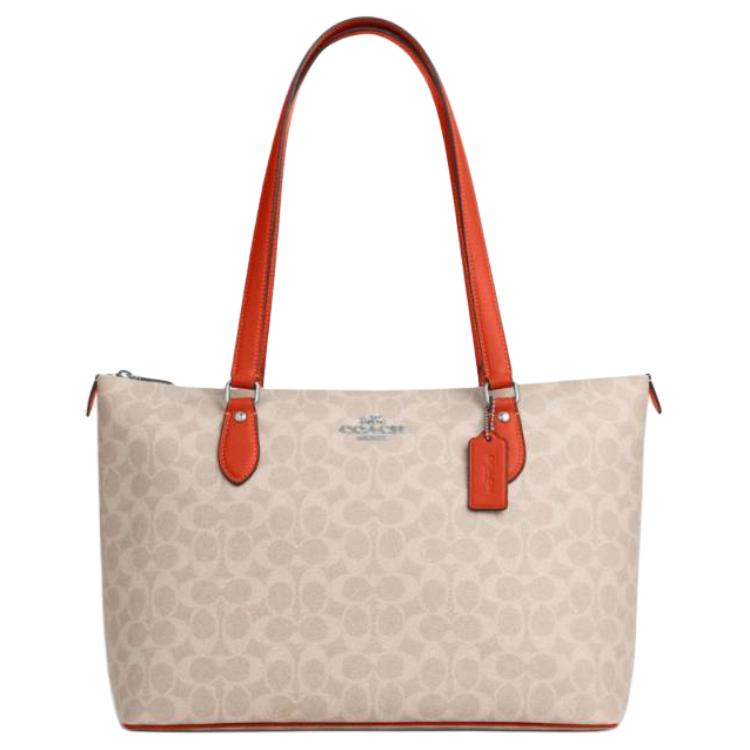 

Coach Gallery 36 Classic Monogram Logo Design Coated Canvas Tote Bag Women tote Sand Deep-Orange CW381-SVXIK Basic Set (Bag+Dust Bag)