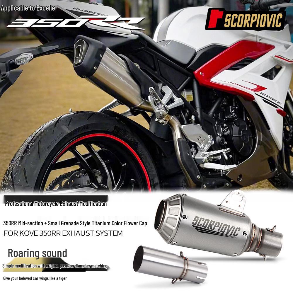 Avgassystem i rostfritt stål (mellan- och bakre) för Kovea 350RR Motorcykel - Skadefri Direktmontering