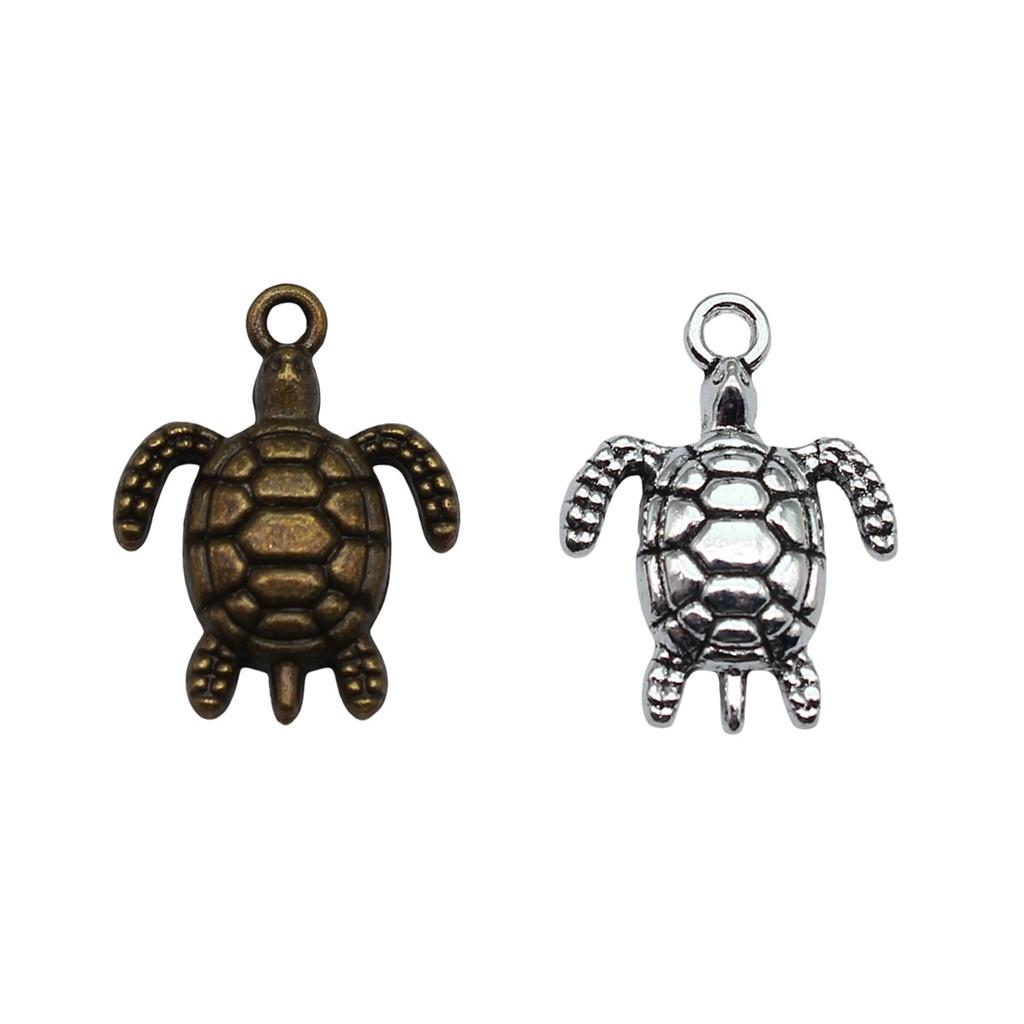 Turtle Charms Antique Bronze Silver Pendants For Animal Themed Jewelry Making