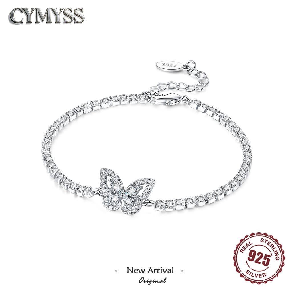 Dainty 925 Silver Butterfly Tennis Bracelet Inlaid Cubic Zirconia Charm Fine Jewelry For Women Wedding Birthday Gift