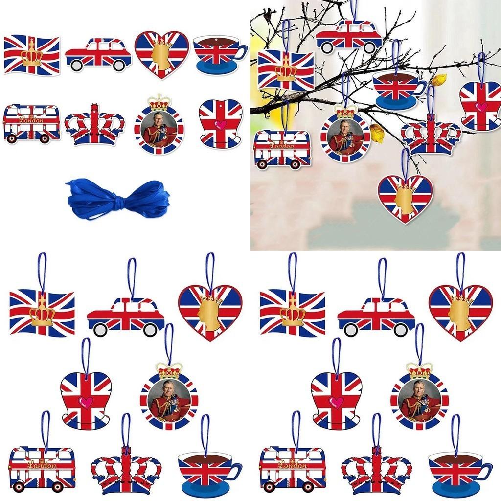 Royal King Charles Iii Crown Party Decorations 8 Paper Cutouts With Twine