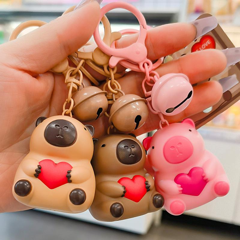 Qixi Gift: 'I Love You' Glowing Capybara Pendant & Sound Keychain