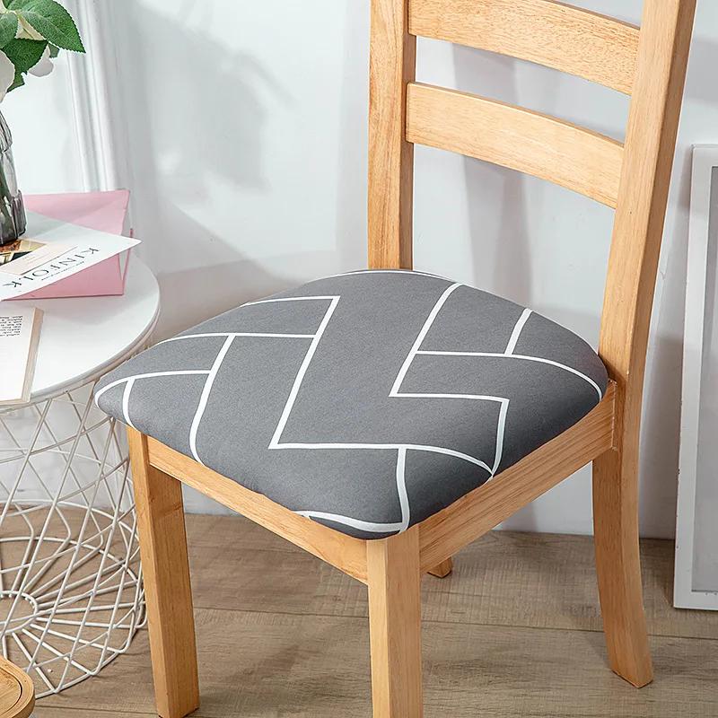 Stretch Printed Chair Seat Cushion Covers For Dining Room Chair Cover For Wedding Banquet Seat Chair Slipcover Home Decor