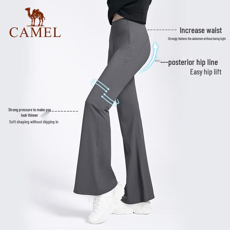 Camel Women's Elastic High-Waist Flare Yoga & Casual Pants