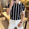 Men S Striped Short Sleeve Polo Shirt Business Casual Summer