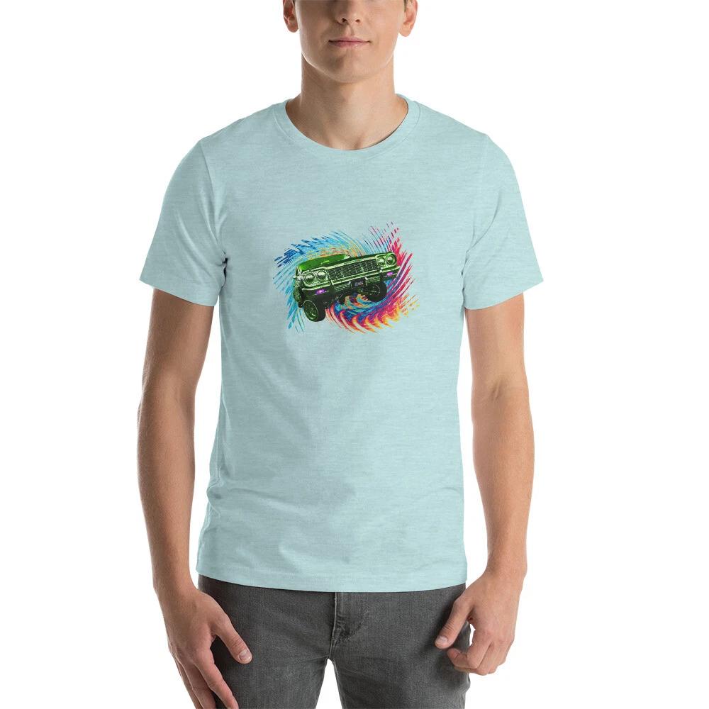 

E2K Vintage neon car Unisex T-Shirt old school classic green cars rainbows drive L