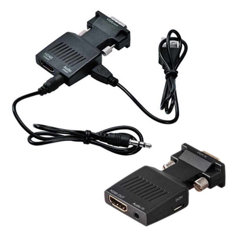 Převodník 1080P VGA samec na hdmi samice s USB audio kabelem