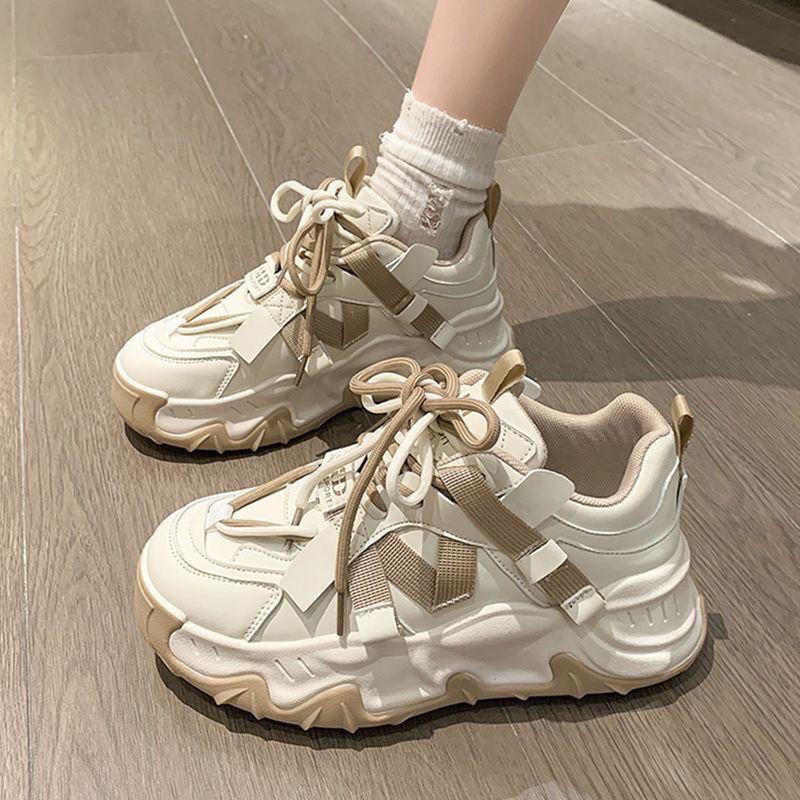 Women's shoes autumn thick-soled niche foot-showing small sports running shoes color matching soft-soled casual women's shoes