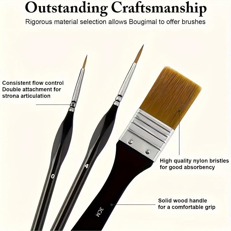 32Pcs Paint Brush Set For Acrylic Painting Premium Nylon Bristles With Round Filbert,Flat,Fan,Angle,Fine Detail Brush For Artist