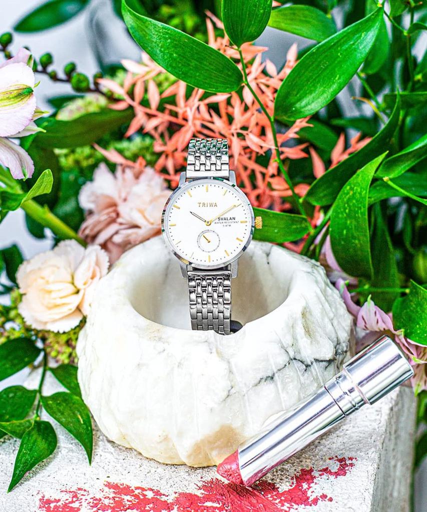 TRIWA Svalan Watch with White Dial and Silver Link GRACE SVALAN Officially Swedish Scandinavian Design Women's Strap, SVST110-BS121212, Imported,