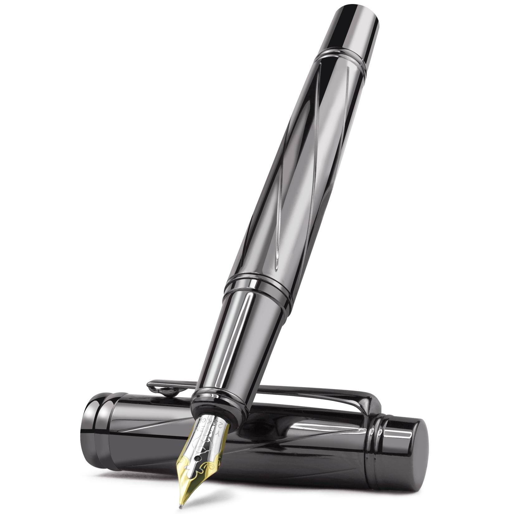 

STONEGO Luxury Fountain Pen Medium Nib Pen with Twist Converter Use with Standard Ink, Metal Calligraphy Fountain Pens чёрный
