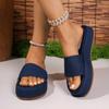 2025Women's New Slotted  Thick Sole Slippers Women's Large Ethnic Style Simple Beach Fashion Sandals/ Slippers 36-43