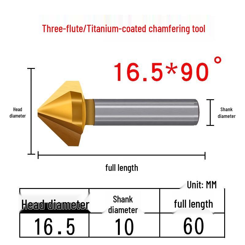 Cobalt Titanium-Plated Chamfering Drill for Stainless Steel - Single/Triple-Edge Countersink & Deburring Tool.