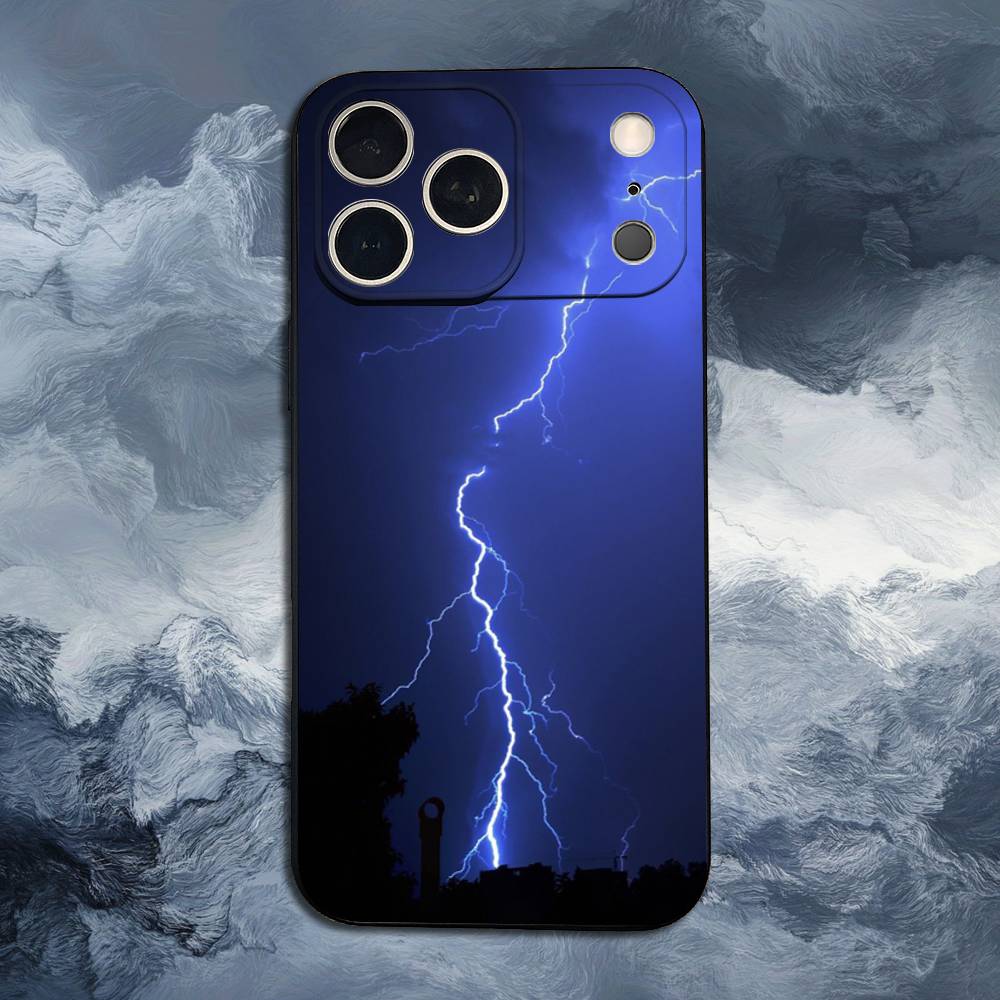 T-Thunderbolt L-Lightning For iPhone 13,17,11,12,16,14,15,Plus,Pro Max,XS,X,XR,SE,Mini,8,7,Soft Silicone Black Phone Case