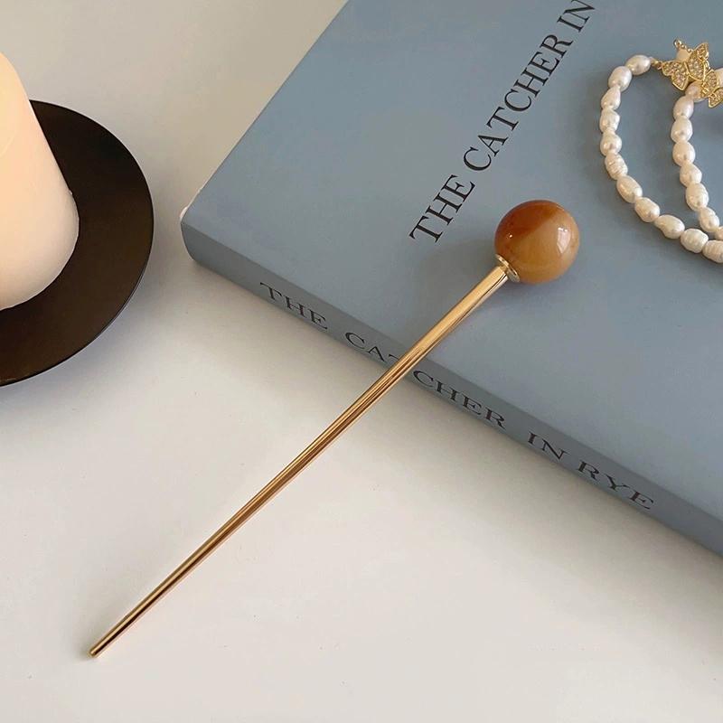 

Metal Round Ball Hair Sticks For Women Girl Simple Gold Color Smooth Bead Hair Clips Hair Stick Hair Accessories Jewelry