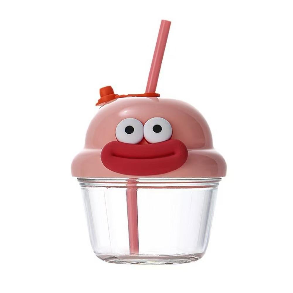 Children s Dun Dun Cup Mini Cartoon Glass Straw Cup Household Milk Tea Drink Drinking Cup 220ml mini dun dun cup