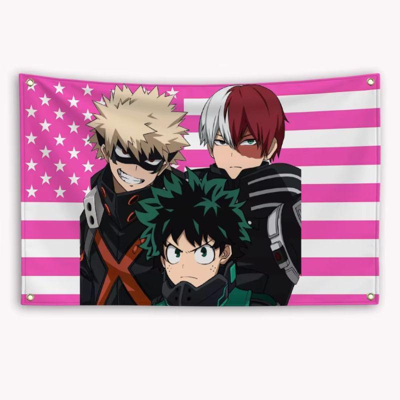 My Hero Academia Deku Wall Tapestry Pink Flag Anime Manga Home Decor Vibrant Art Soft Durable Cozy Aesthetic Gift Indoor