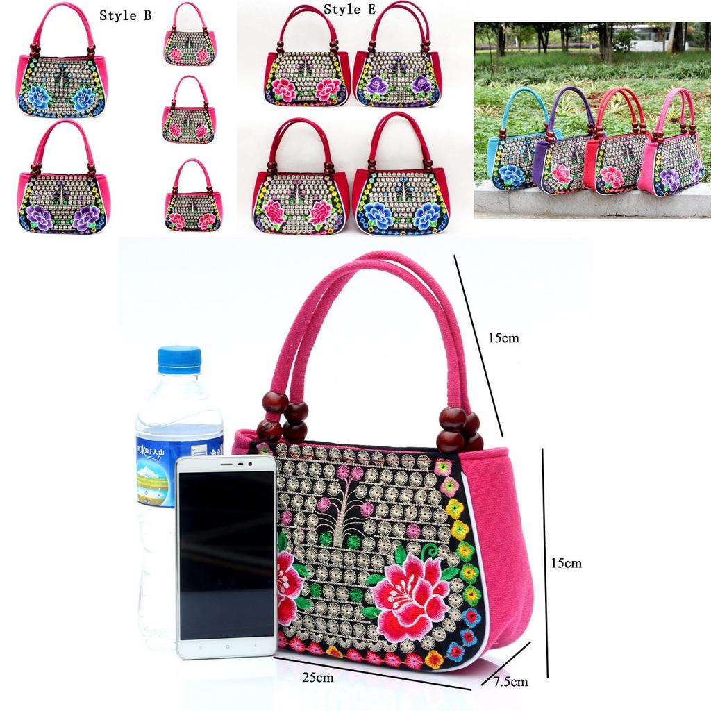 Elegant Fashion Yunnan National Style Embroidery Handbag For Women With Soft Handle