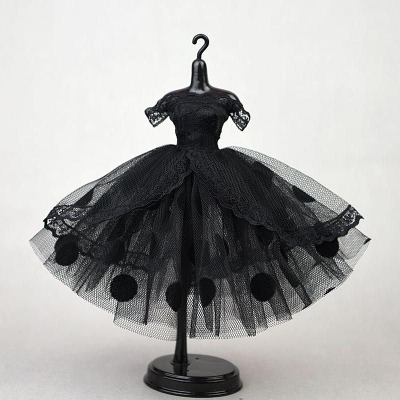 Mini Black Princess Doll Dress Wedding Dress Fluffy Skirt Multilayer Lace Tutu Dotted Doll Dress For Dolls Party Dress Clothes