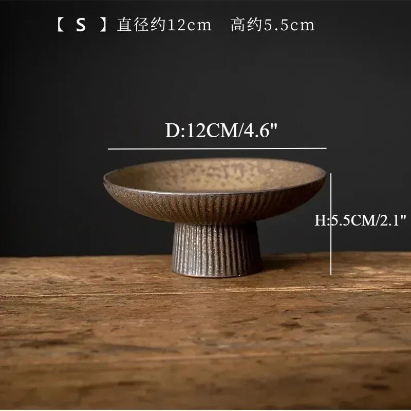 

Household Vintage Fruit Plate Ceramic Snack Tray Japanese Tall Base Nut Dinner Plates Living Room Candy Dish Kitchen Accessories