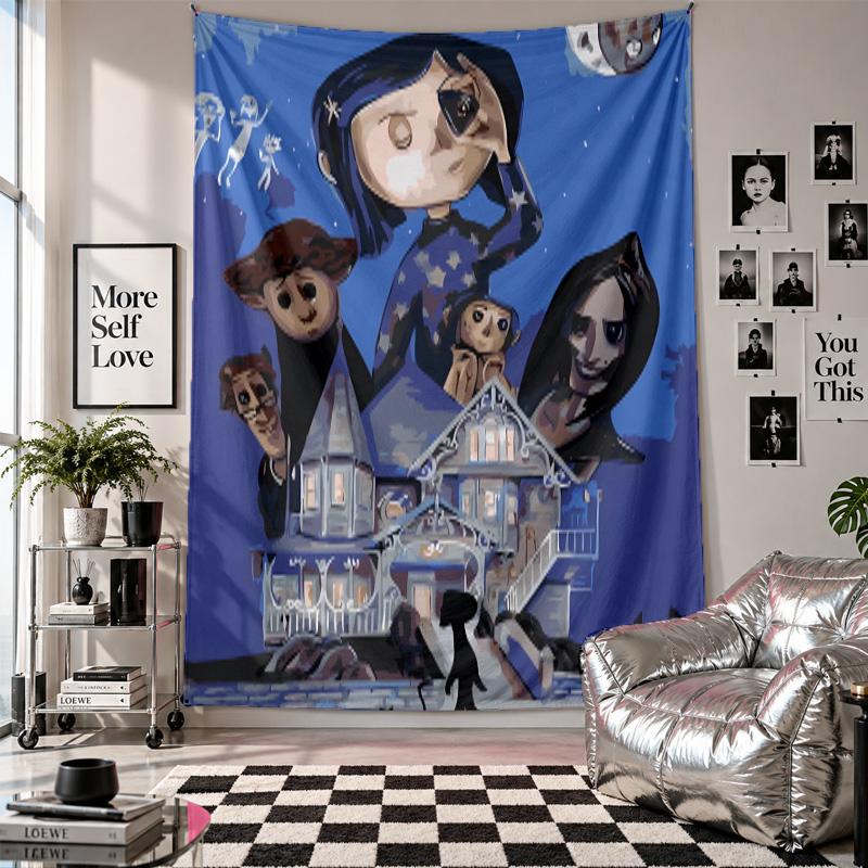 Wall TapestryCoraline Art Hanging Cloth Decorative Background Cover for Room Decoration