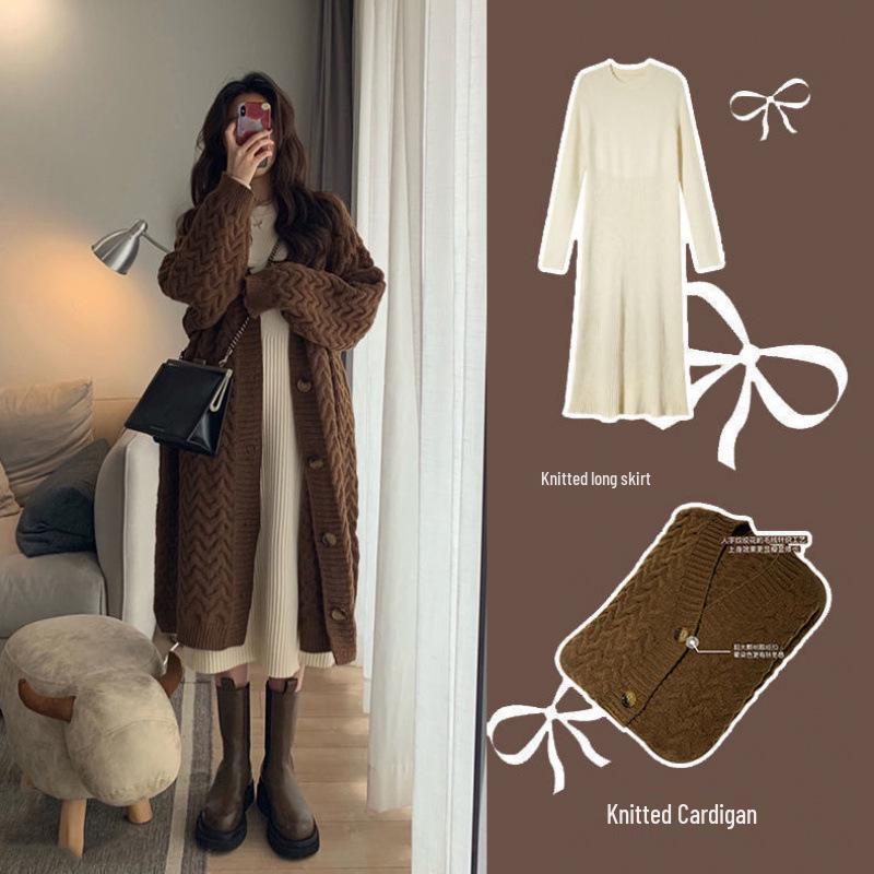 Women's Mid-Length Retro Knit Cardigan: Cozy, Loose Autumn/Winter Sweater Coat