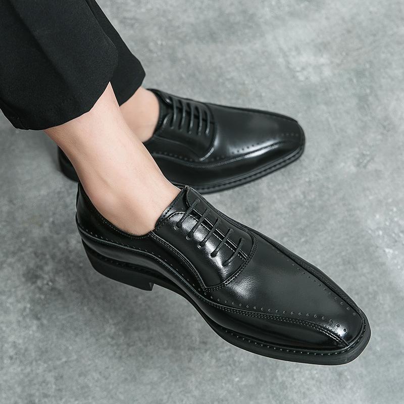 Fashion Business men's leather shoes Classic and Gentleman British Style Party and groom's wedding Hot selling Black brown shoes