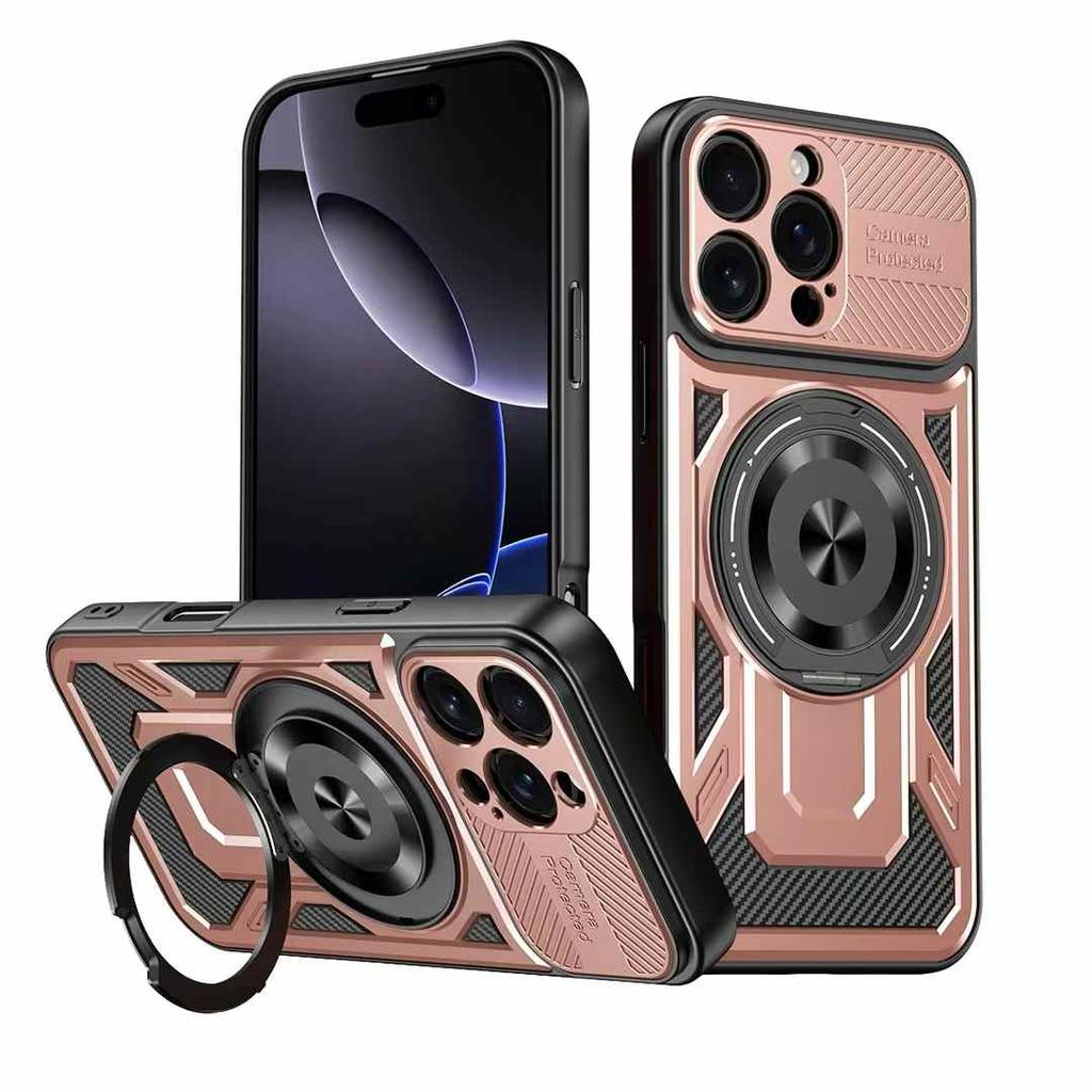 Luxury Ring Holder Kickstand Phone Case for iPhone 18 Pro Max/16 Pro/17 Plus/16e Magnetic Wireless Charging Phone Case