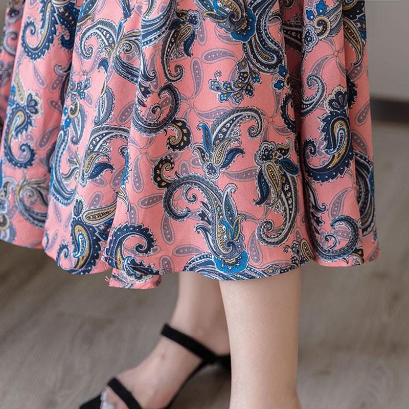 Floral Skirts Womens Medieval Pleated Long Goth Skirt A-LINE Irregular Denim Spliced Chiffon Jean Beach Maxi Skirt Y2k Summer
