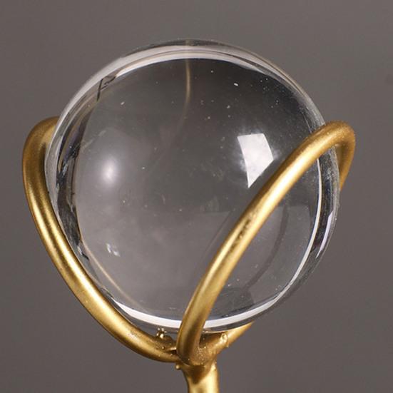 Geometric Iron Frame with Faux Crystal Ball Modern Geometric Tabletop Ornament for Living Room Dining Room Office Table Centerpiece