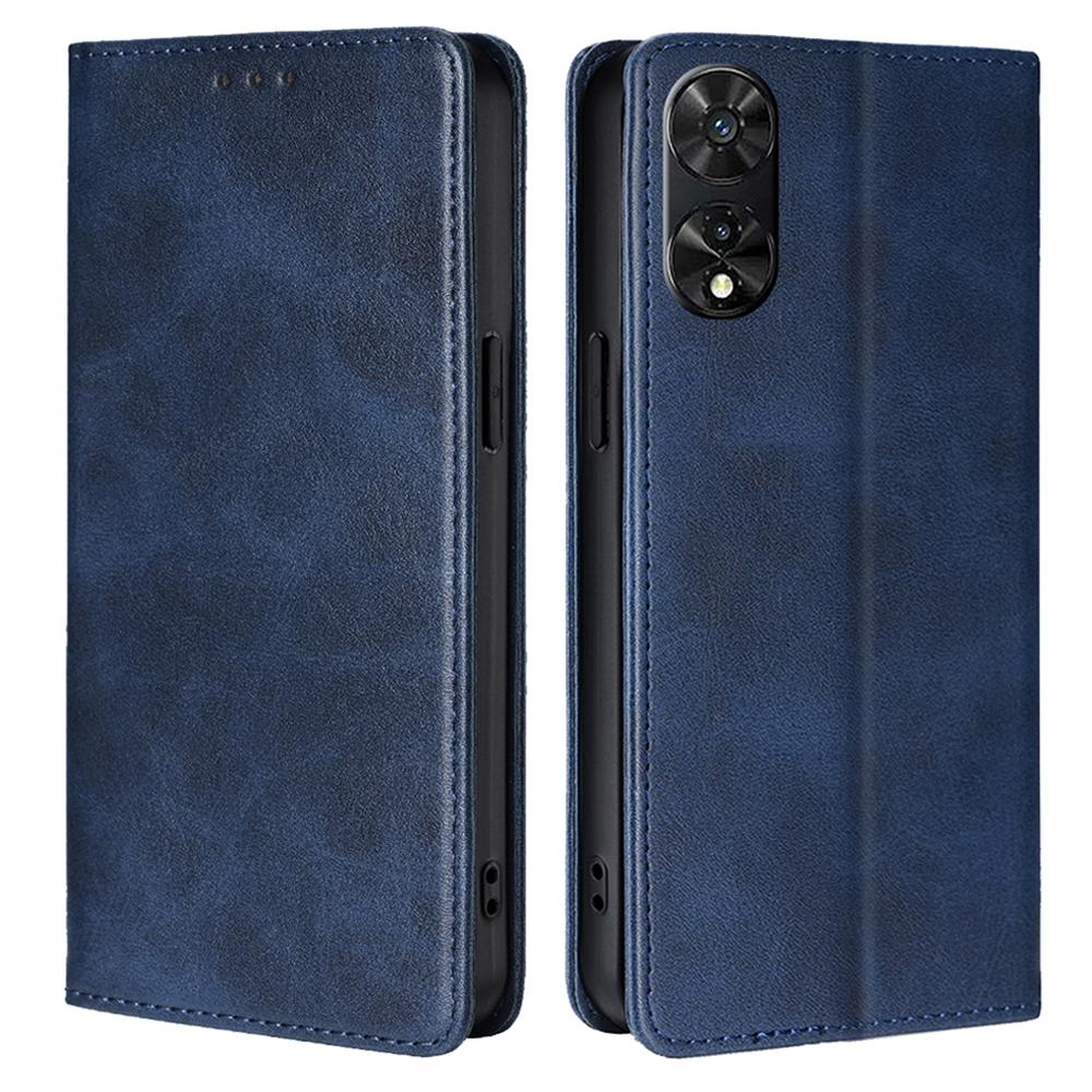 

For TCL 505 Case Card Holder Calf Texture Bump Proof Phone Stand Cover Sapphire