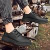 Autumn new tooling style men's low-top cowhide casual platform shoes youth fashion trend outdoor round head leather shoes