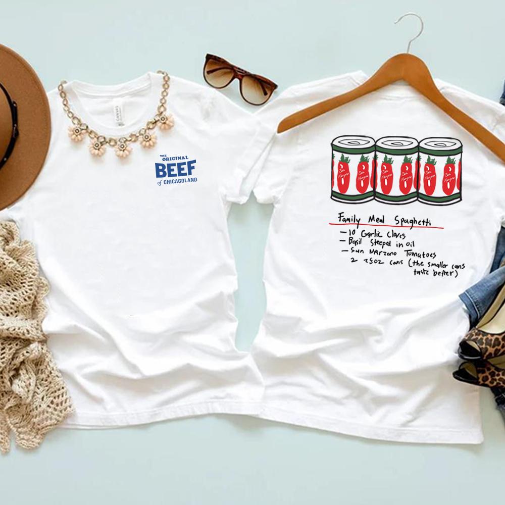 The Bear TV Series Tshirt The Original Beef of Chicagoland Shirt Family Meal Spaghetti Shirt Unisex Short Sleeves Top Fans Gift