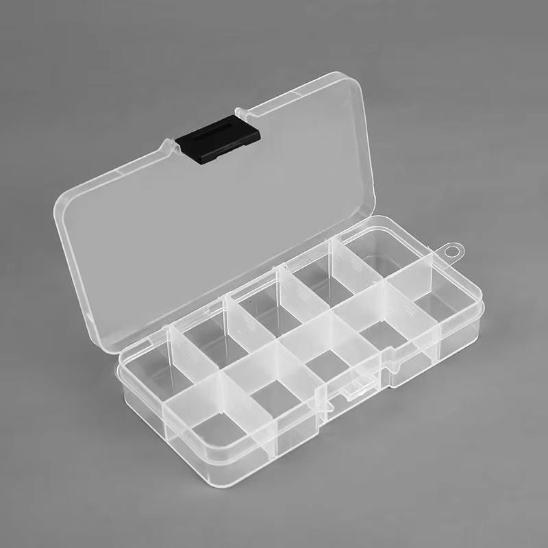 10 Slots Plastic Storage Organizer Container Jewelry Organizer Box with Adjustable Dividers for Beads Crafts Jewelry DIY