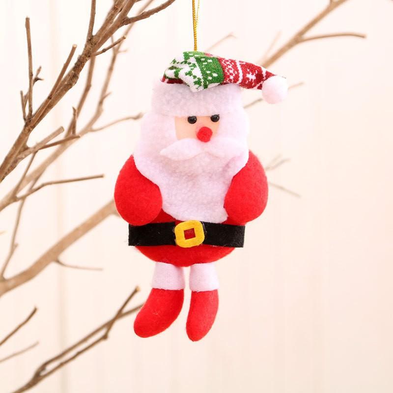 Christmas Themed Decorations Ornaments Fabric Santa Claus Reindeer Figurines Little Bear Snowman Hanging Decorations Pendant