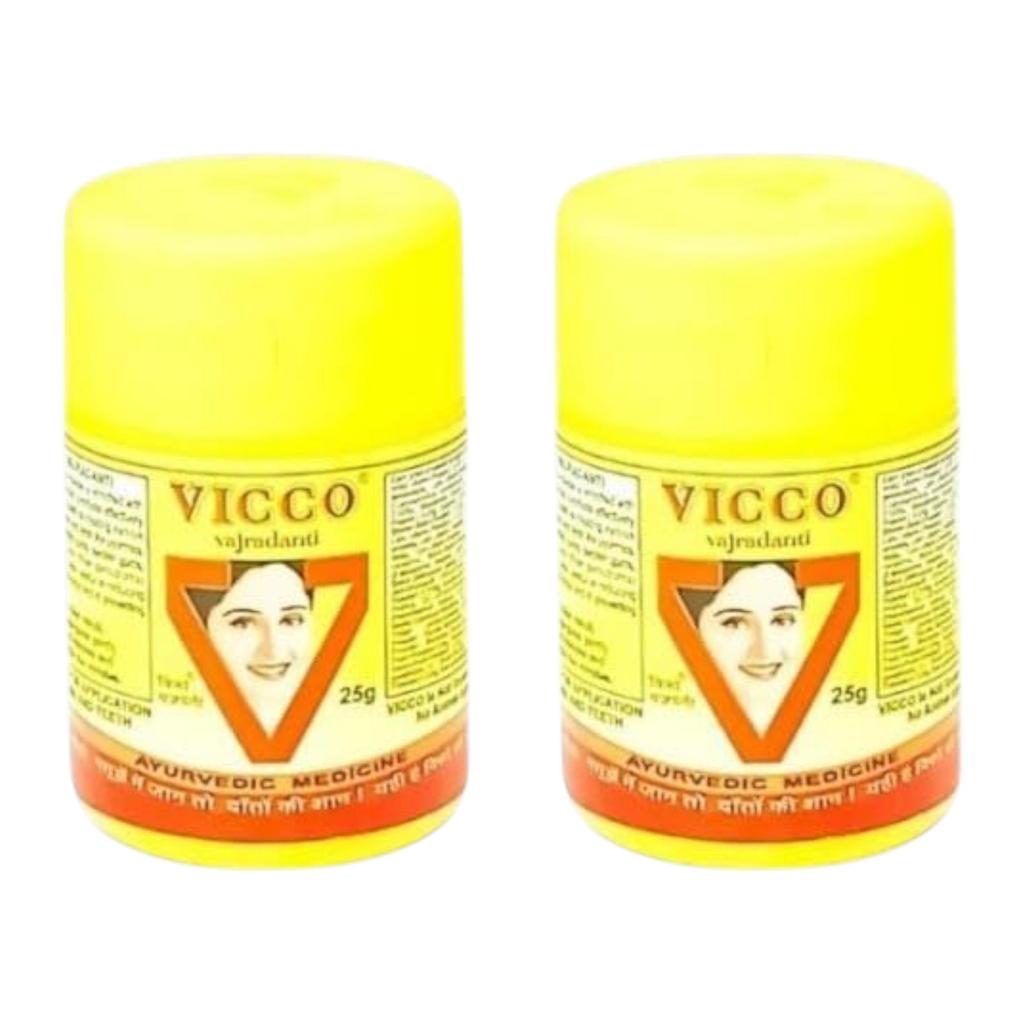 Vicco Vajradanti Ayurvedic Toothpowder For Strong Teeth And Gum Protection | Herbal Oral Care Powder For Fresh Breath | 25g Each Pack Of 2