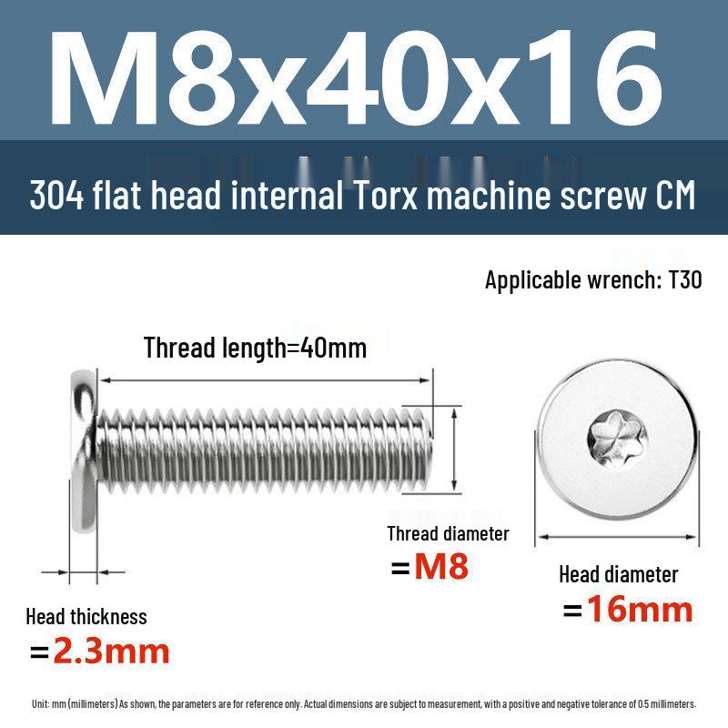 Yigu 304 Stainless Steel Thin Flat Head Torx Screw M2-M8 for Computer Machines