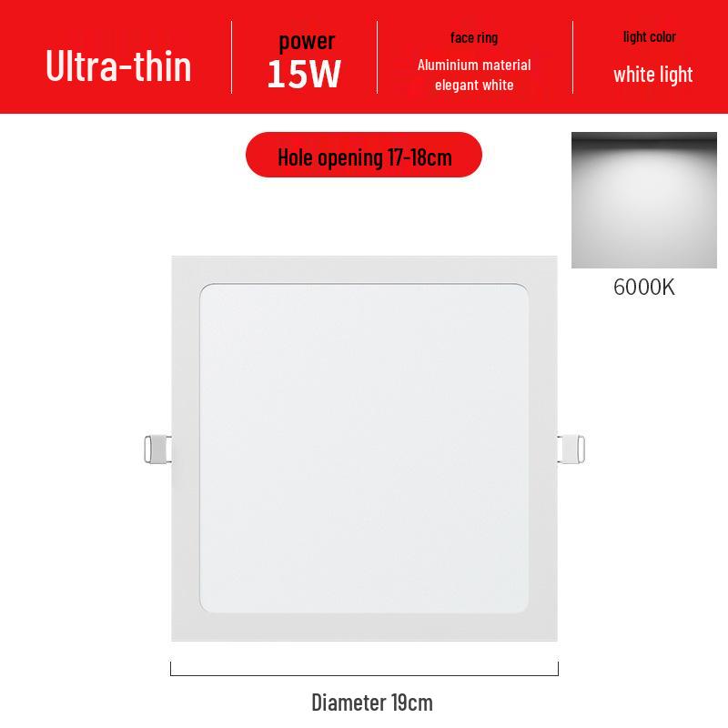 Square Recessed Ceiling Downlight Panel for Living Rooms