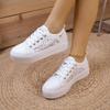 Large Size Foreign Trade Casual Single Shoes Women's 2025 New European and American Women's Flat Bottom Hollow Mesh White Shoes Sports Board Shoes