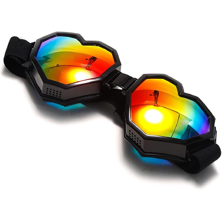 GUVIVI Herzförmige Sonnenbrille Mode Skibrille Übergröße Liebesbrille für Damen Herren Lustige Brille Brille