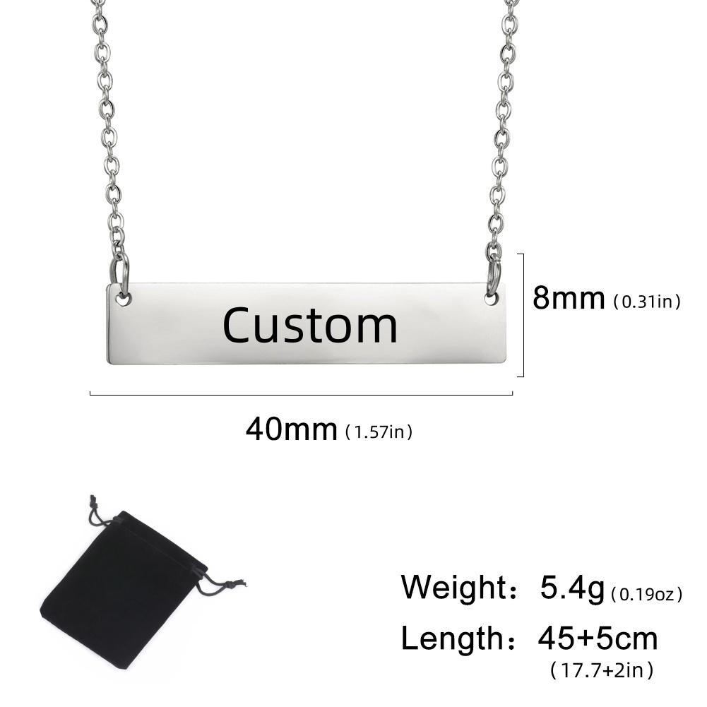 Customized long engraved necklace made of stainless steel personalized minimalism d name date collarbone chain jewelry 45-50cm