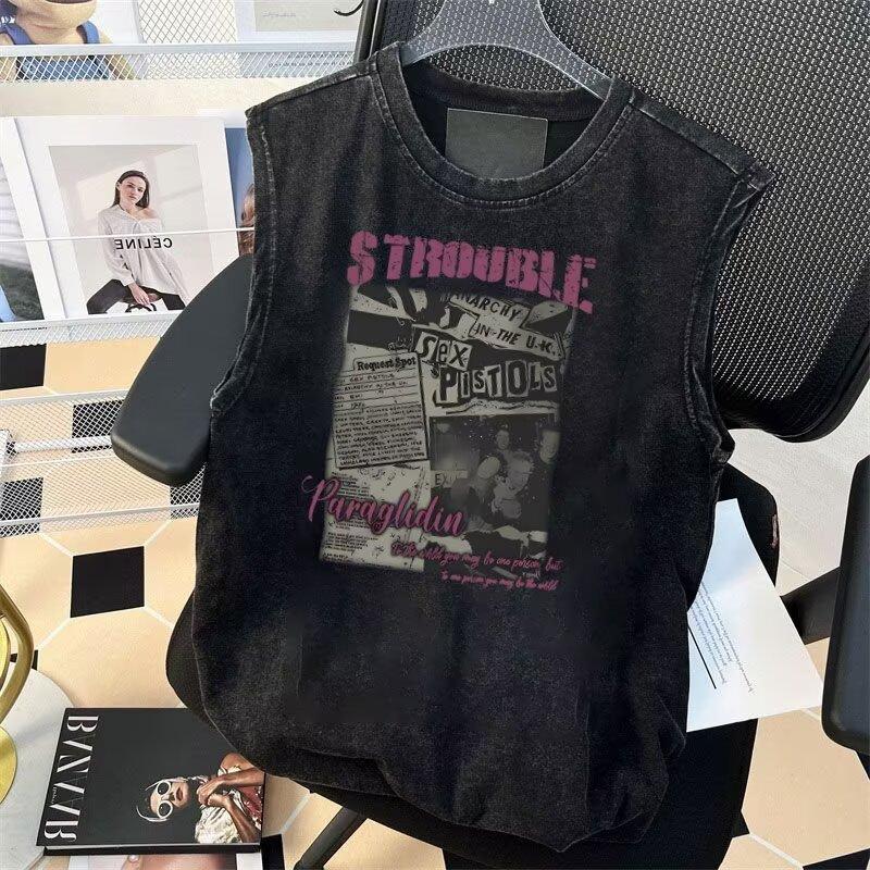 

2025 Men s Summer New Trend Casual Sleeveless Vest for Male Students Loose Stylish Basketball Sports Vest Top M сірий колір