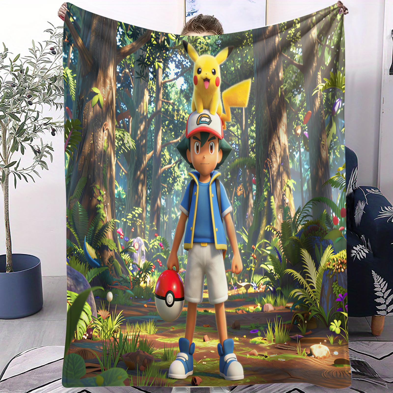 Pikachu in the Primeval Forest Printed Blanket For Office Travel Comfort Leisure Camp Multifunctional Universal Blanket Gife 70x100cm