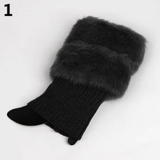 

Жіночі модні осінньо-зимові хутряні ребристі манжети для чобіт, топи, грілки чорний