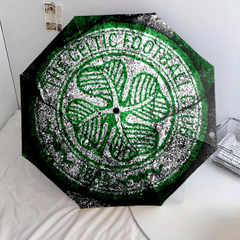 Modello del Celtic Football Club, ombrello pieghevole automatico, design portatile e pieghevole, 8 stecche, un regalo di Natale o di compleanno.